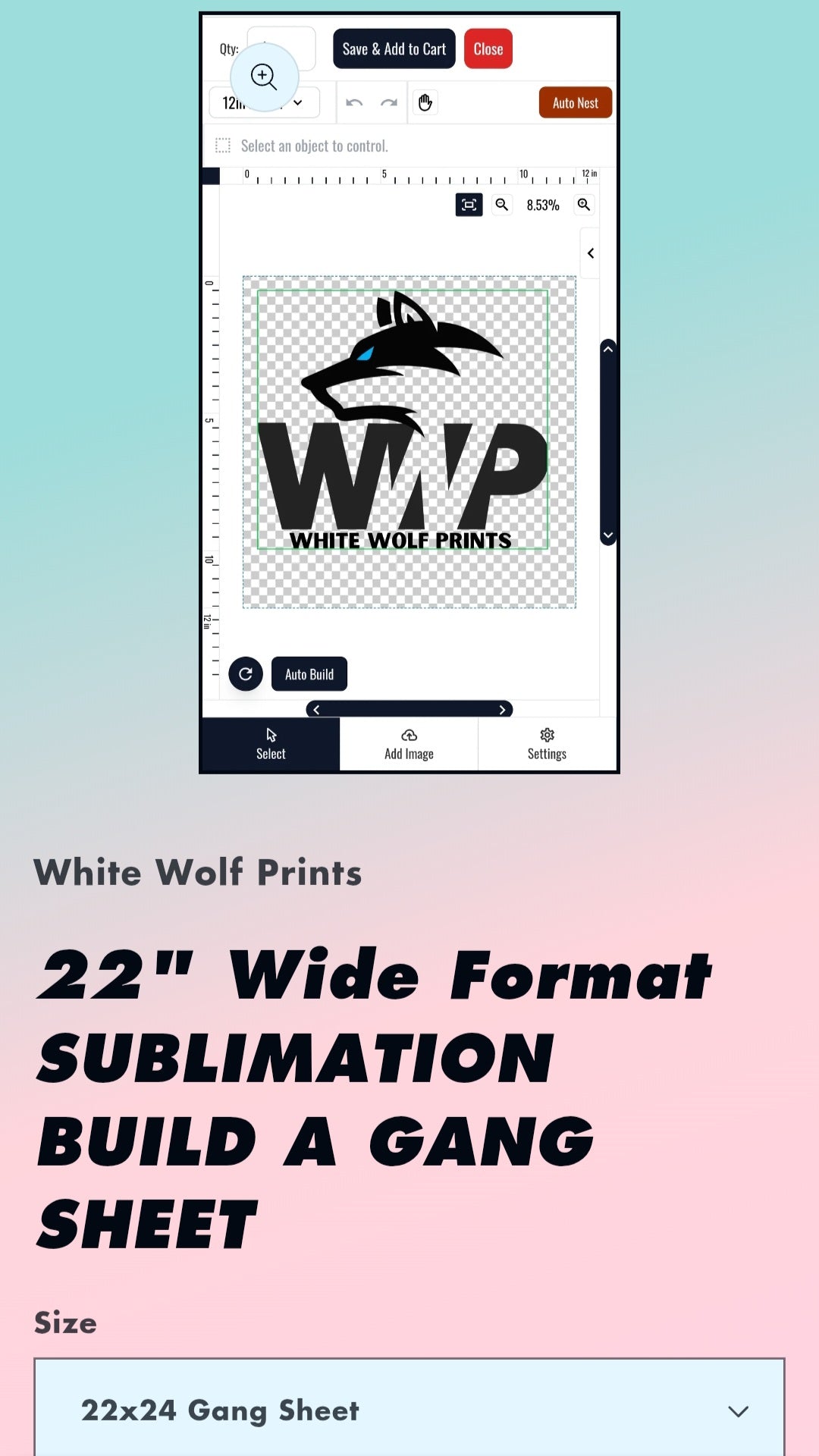 22" Wide Format SUBLIMATION BUILD A GANG SHEET