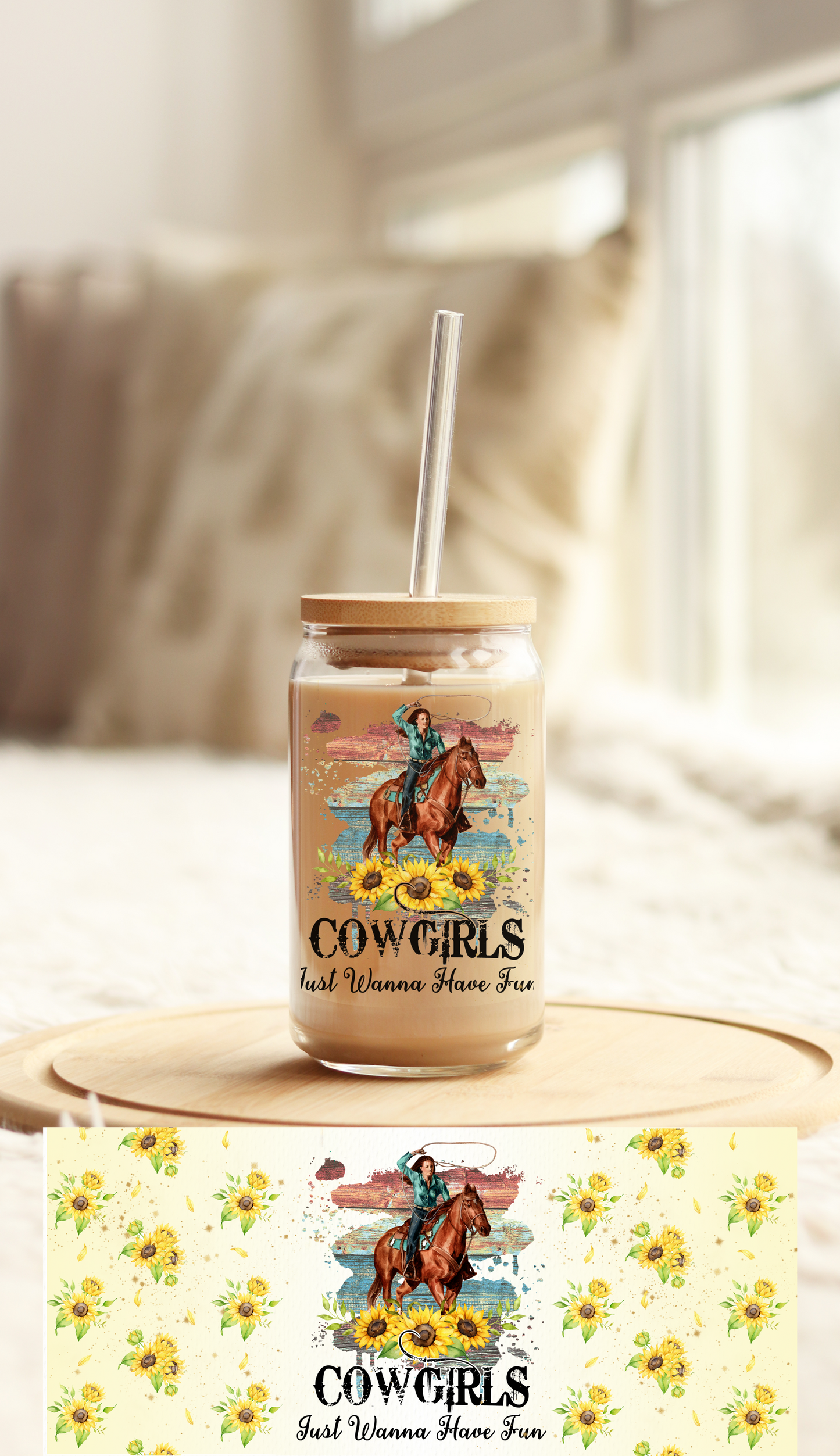 UV DTF Libbey Cup Wrap Western & Cactus