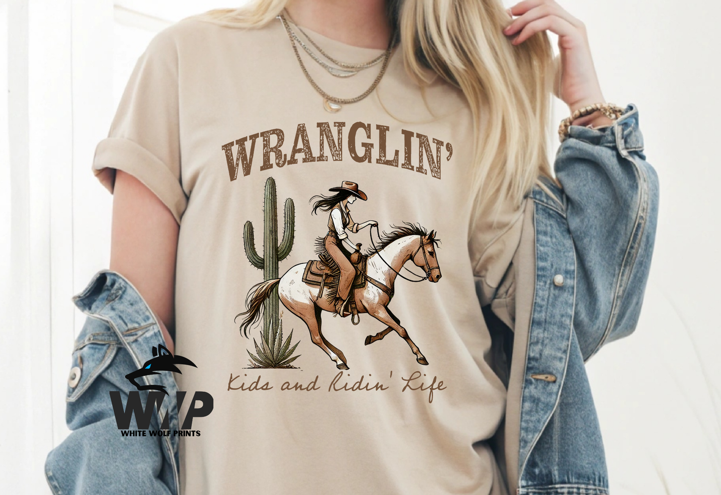 WRANGLIN KIDS AND RIDIN' LIFE DTF TRANSFER WESTERN COWGIRL