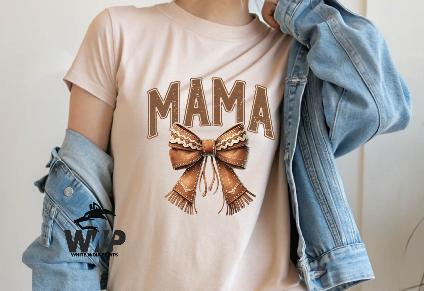 MAMA LEATHER BOW DTF TRANSFER WESTERN