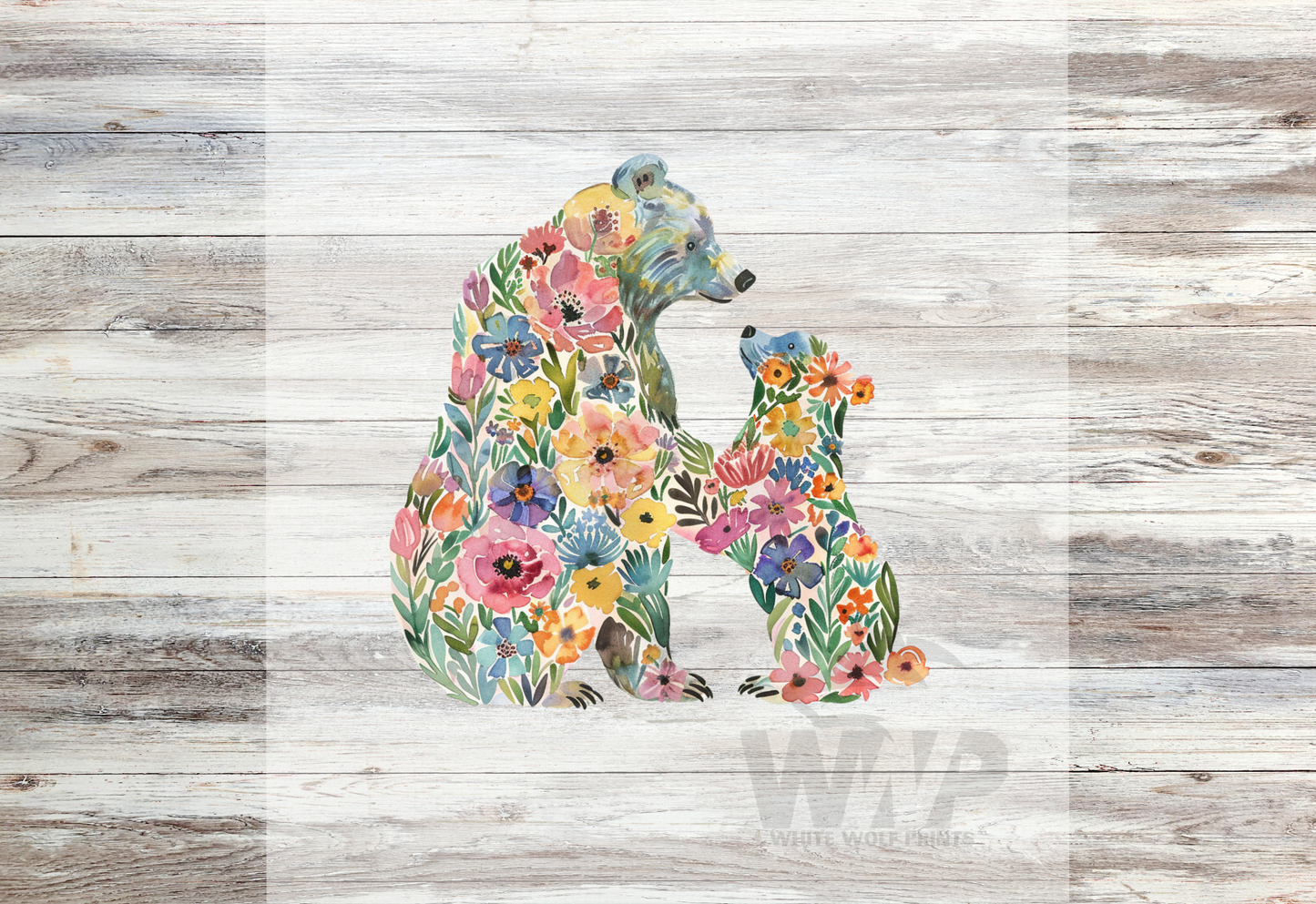 Ready To Press (DTF) MAMA BEAR BABY BEAR FLORAL DTF TRANSFER