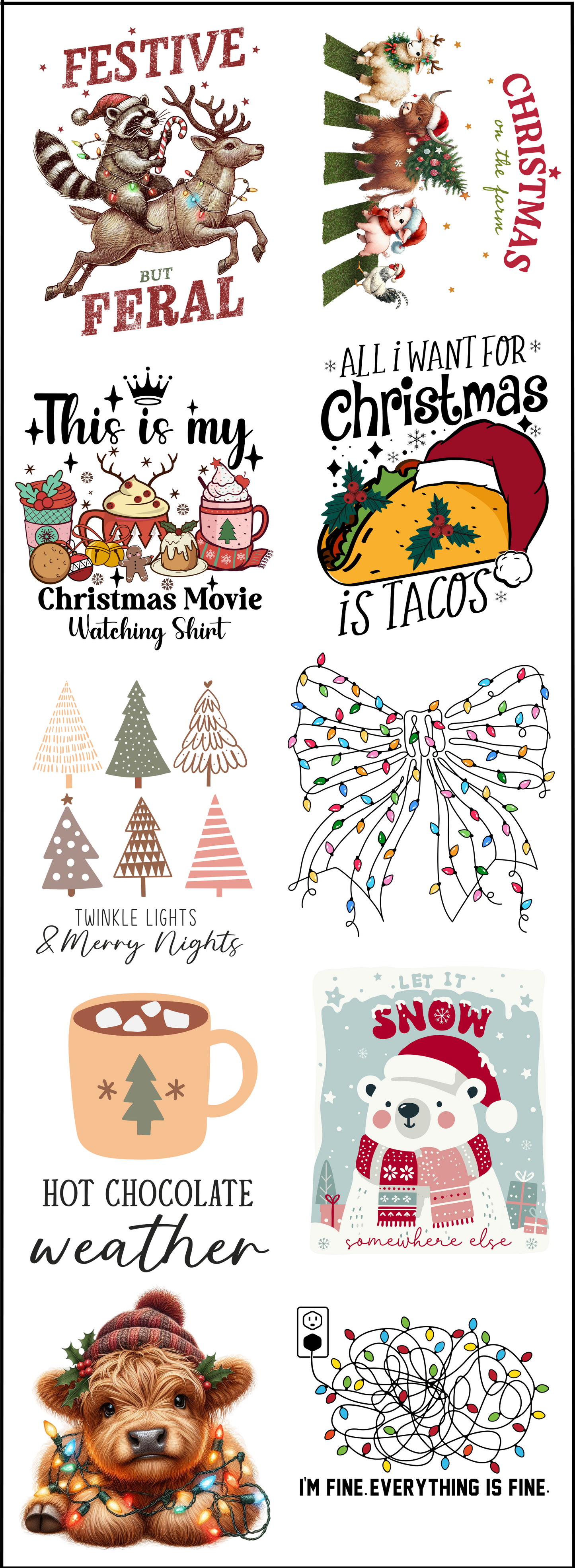 Christmas Bundle 4 - Pre Made DTF Transfer Gang Sheet 22"x60"