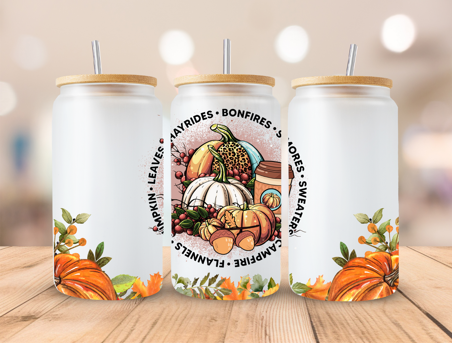 UV DTF Libbey Cup Wrap FALL & HALLOWEEN
