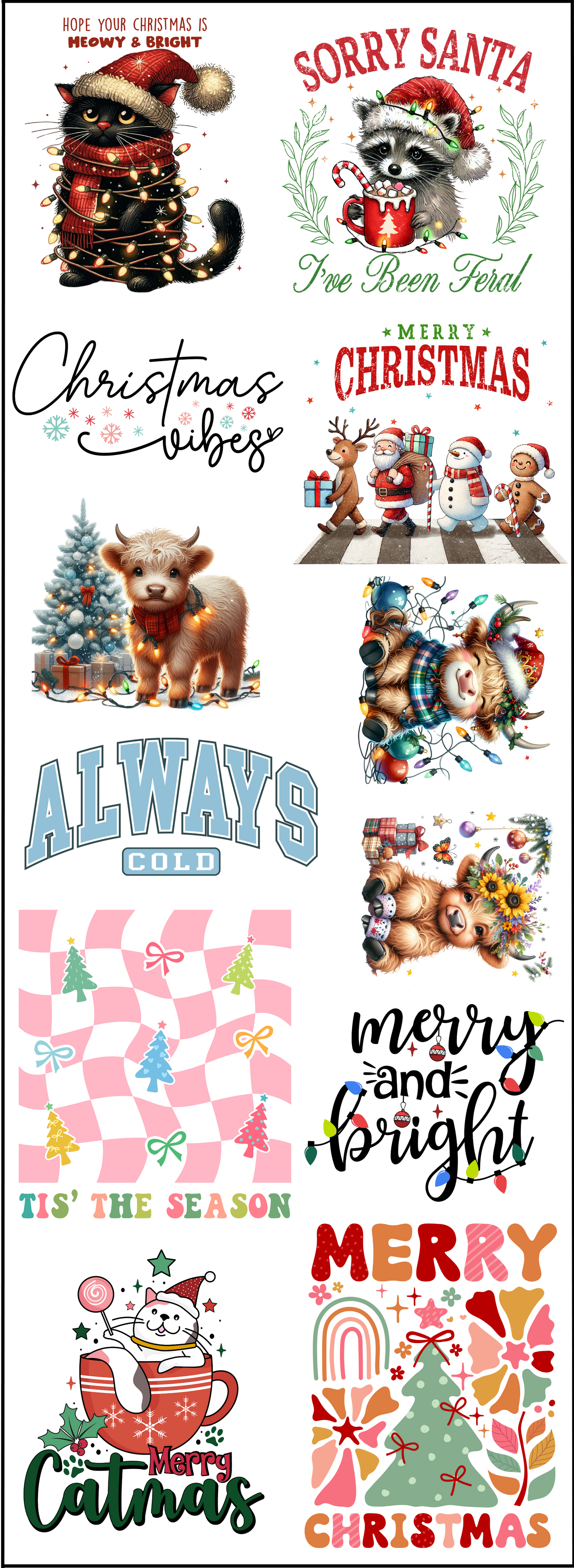 Christmas Bundle 5 - Pre Made DTF Transfer Gang Sheet 22"x60"