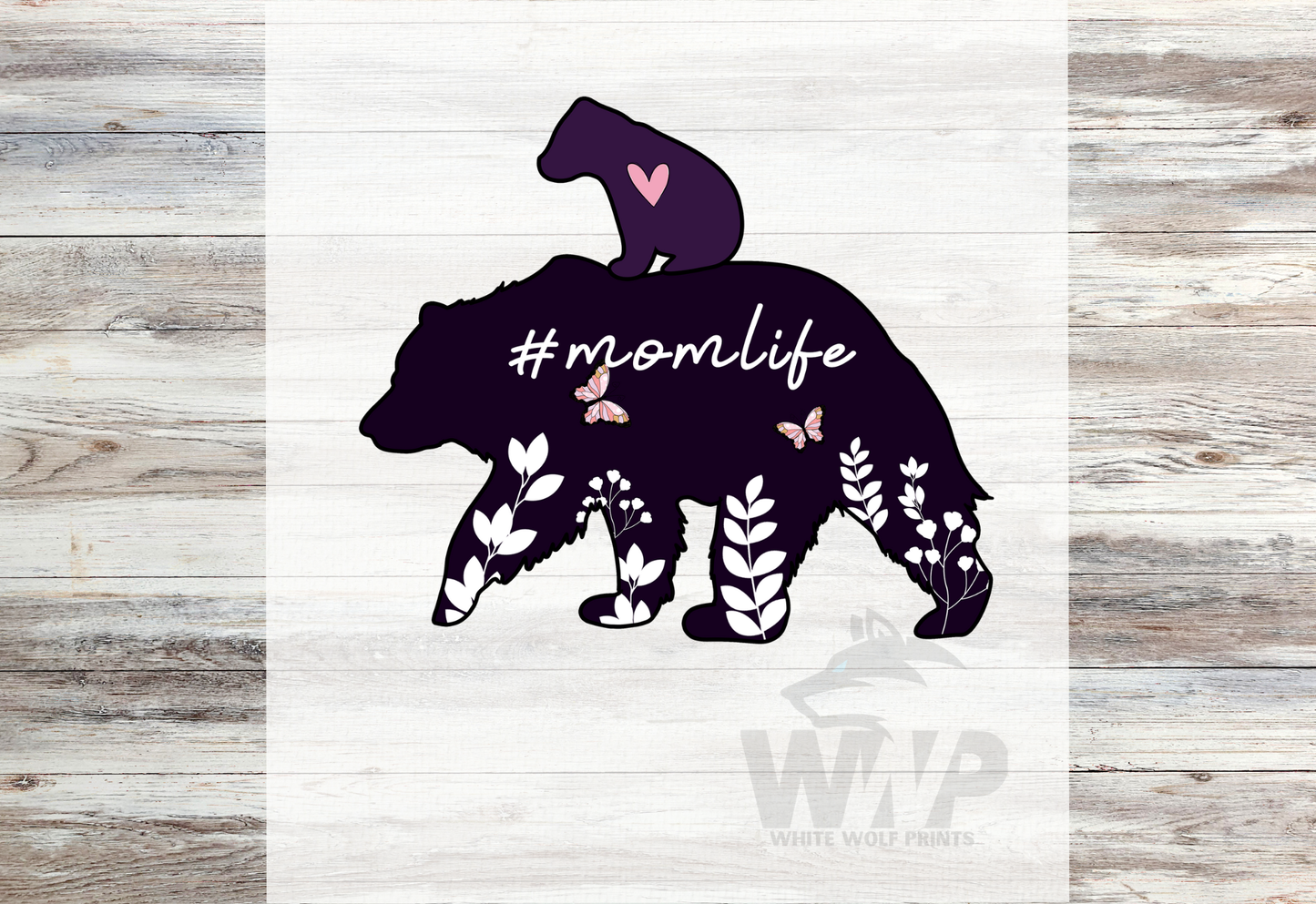 Ready To Press (DTF) #MOMLIFE BEAR FLORAL DTF TRANSFER