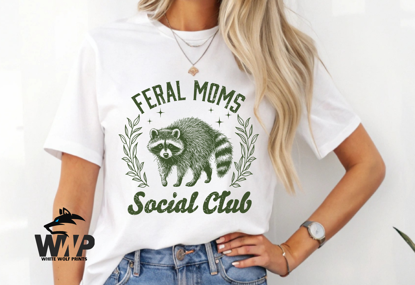 Ready To Press (DTF) FERAL MOMS SOCIAL CLUB DTF TRANSFER, RACOON