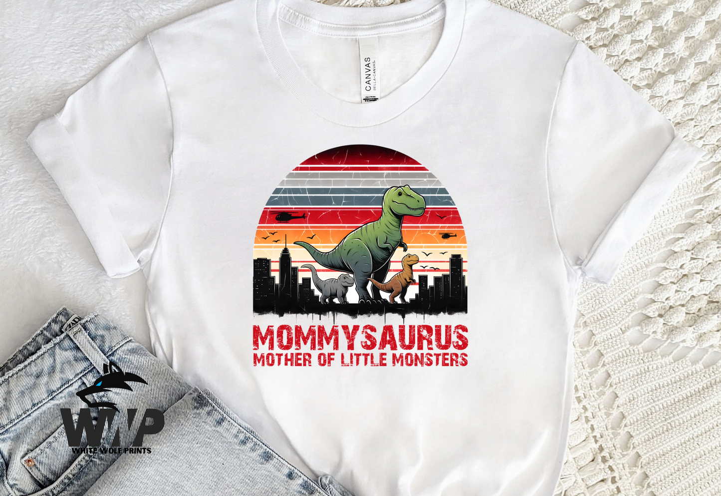MOMMYSAURUS MOTHER OF LITTLE MONSTERS DTF TRANSFERS T-REX