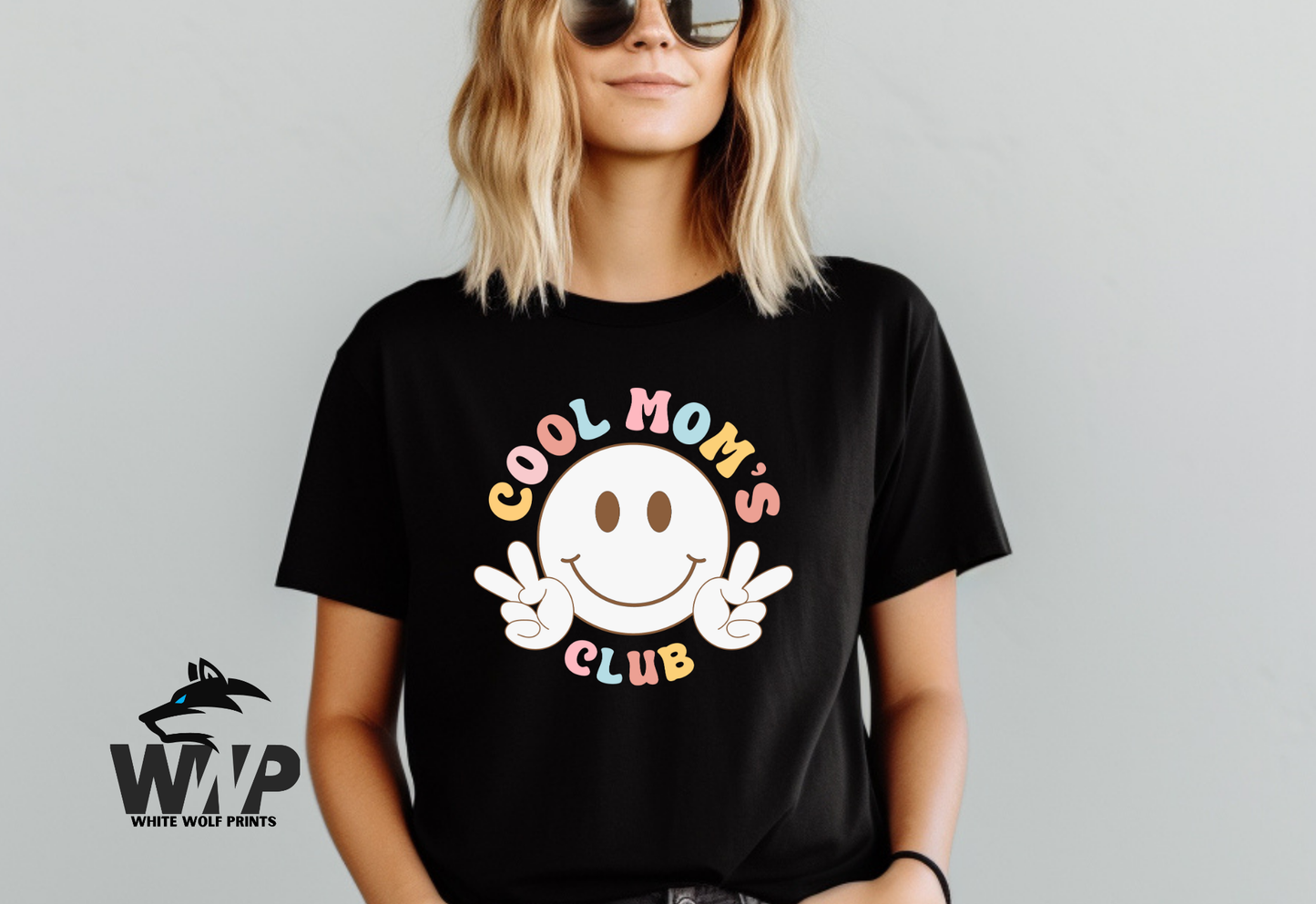 COOL MOMS CLUB SMILEY FACE DTF TRANSFER