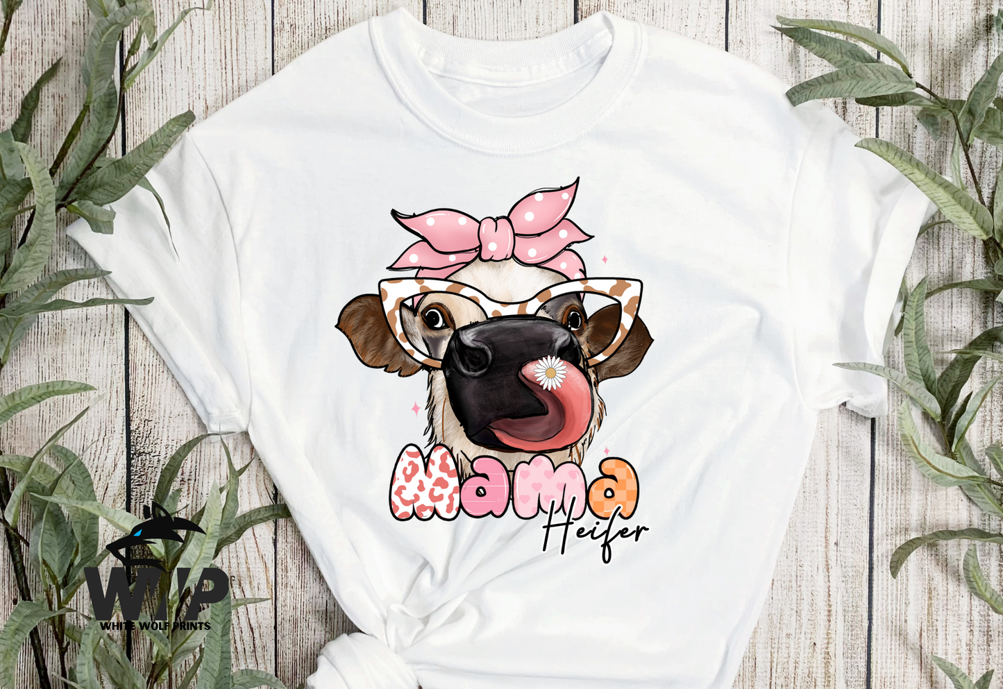 MAMA HEIFER DTF TRANSFER FUNNY COW GLASSES