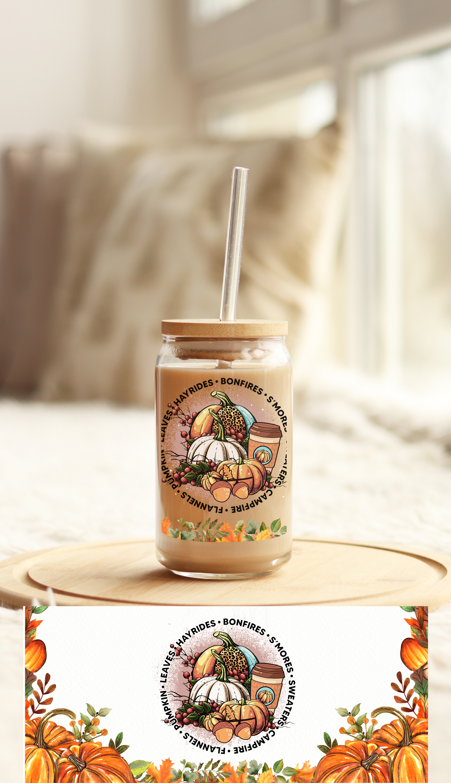 UV DTF Libbey Cup Wrap FALL & HALLOWEEN