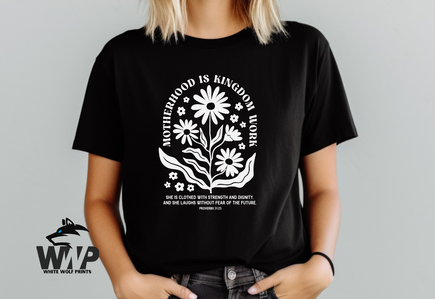 Ready To Press (DTF) MOTHERHOOD IS KINGDOM WORK DTF TRANSFER FLORAL