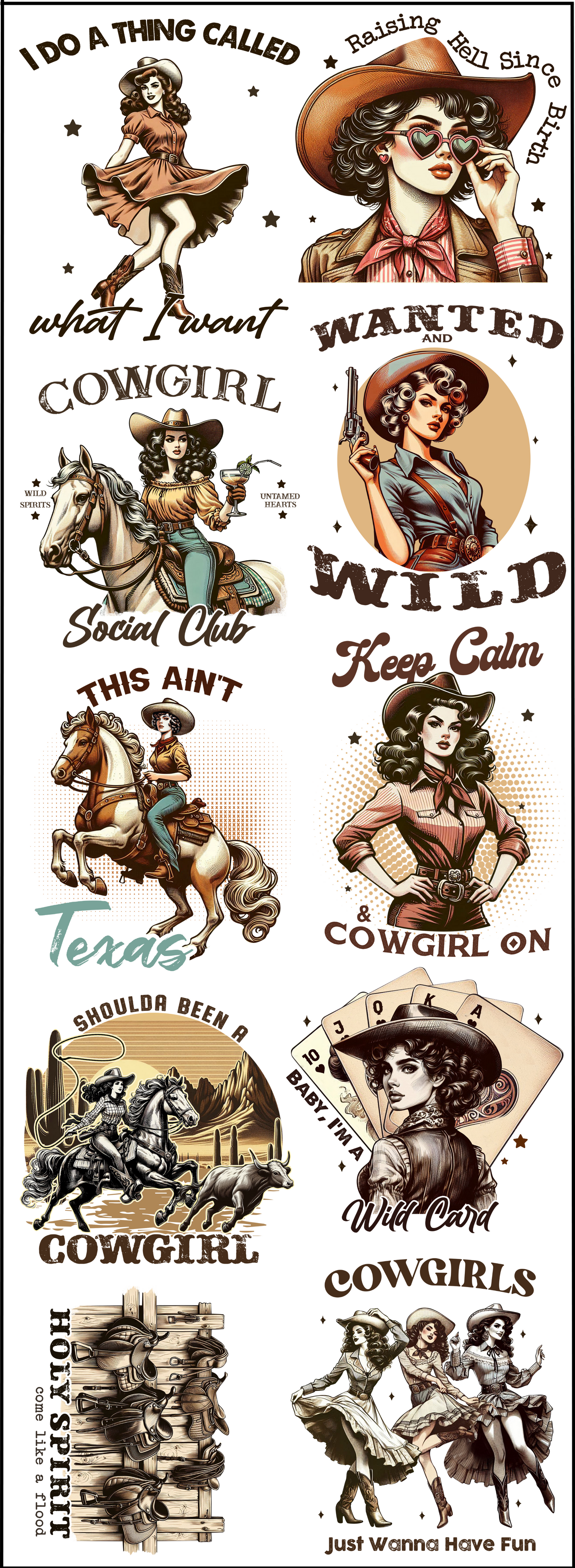 Western Bundle 1 - Pre Made DTF Transfer Gang Sheet 22"x60"