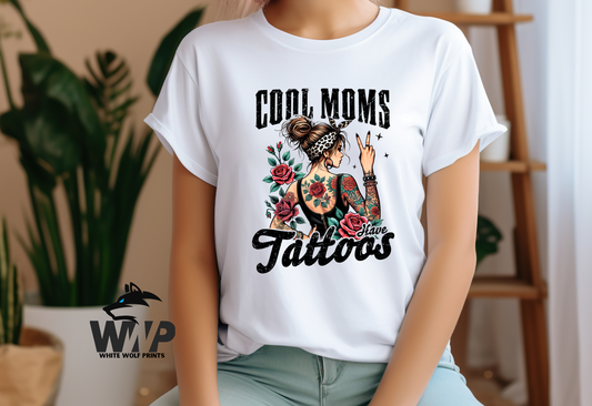COOL MOMS HAVE TATTOOS DTF TRANSFER ROSES
