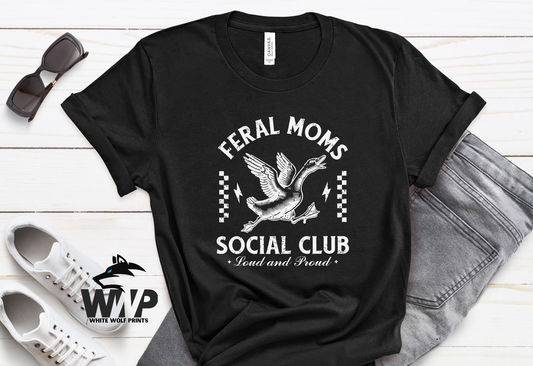 FERAL MOMS SOCIAL CLUB LOUD AND PROUD CHECKERED DTF TRANSFER