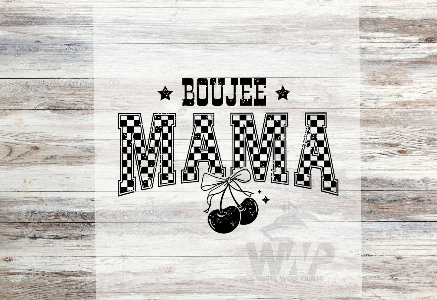 Ready To Press (DTF) BOUJEE MAMA CHECKERED COQUETTE CHERRY DTF TRANSFER