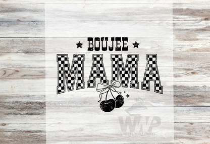 Ready To Press (DTF) BOUJEE MAMA CHECKERED COQUETTE CHERRY DTF TRANSFER