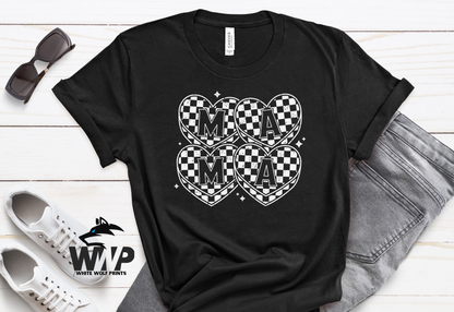 MAMA CHECKERED HEARTS DTF TRANSFER