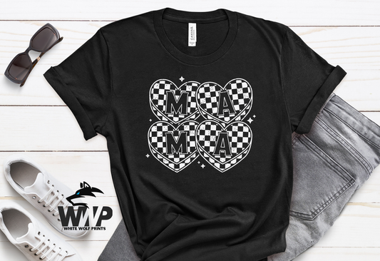 MAMA CHECKERED HEARTS DTF TRANSFER