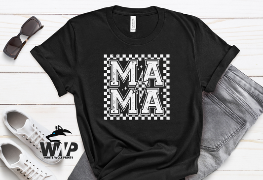 MAMA CHECKERED LIGHTNING BOLT DTF TRANSFER