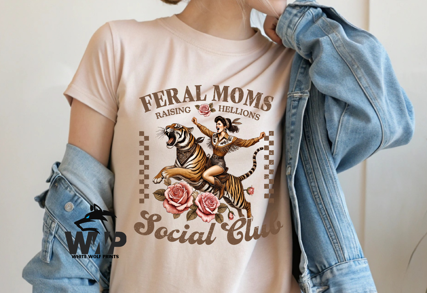 Ready To Press (DTF) FERAL MOMS RAISING HELLIONS SOCIAL CLUB DTF TRANSFER