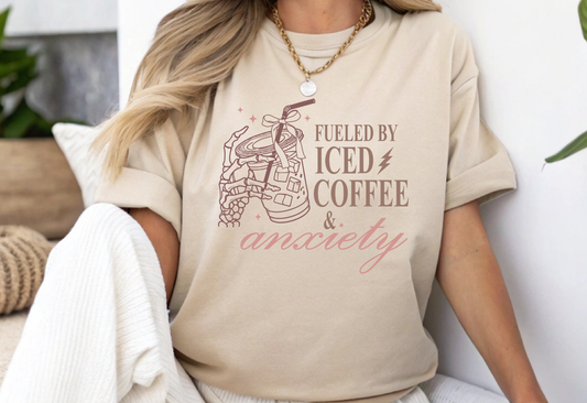 FUELED BY ICED COFFEE & ANXIETY DTF TRANSFER