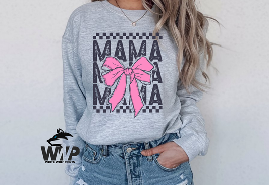 MAMA PINK COQUETTE BOW CHECKER DTF TRANSFER