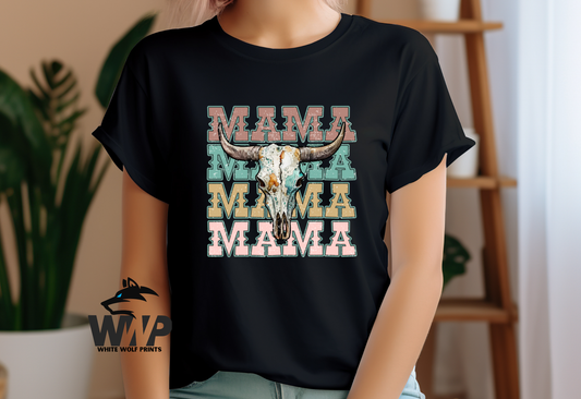 MAMA WESTERN BULL SKULL DTF TRANSFER