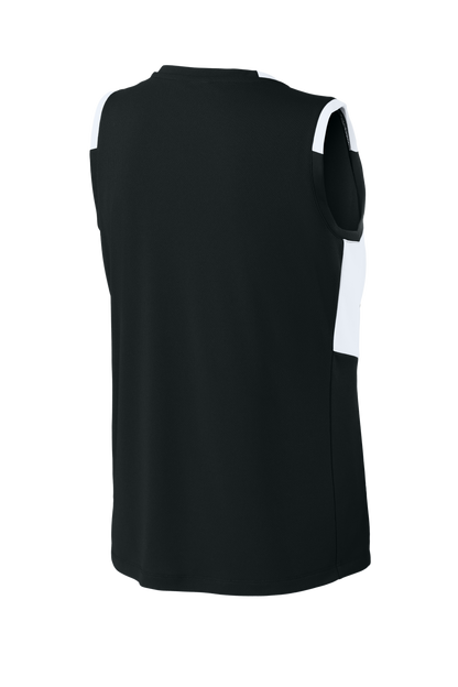 Sport-Tek® Women’s Club Sleeveless V-Neck Black/ White