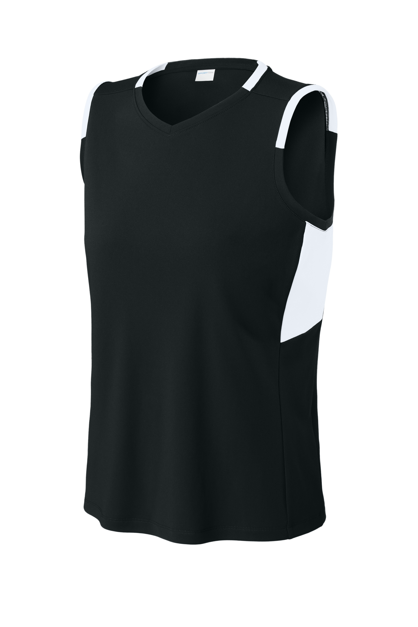 Sport-Tek® Women’s Club Sleeveless V-Neck Black/ White